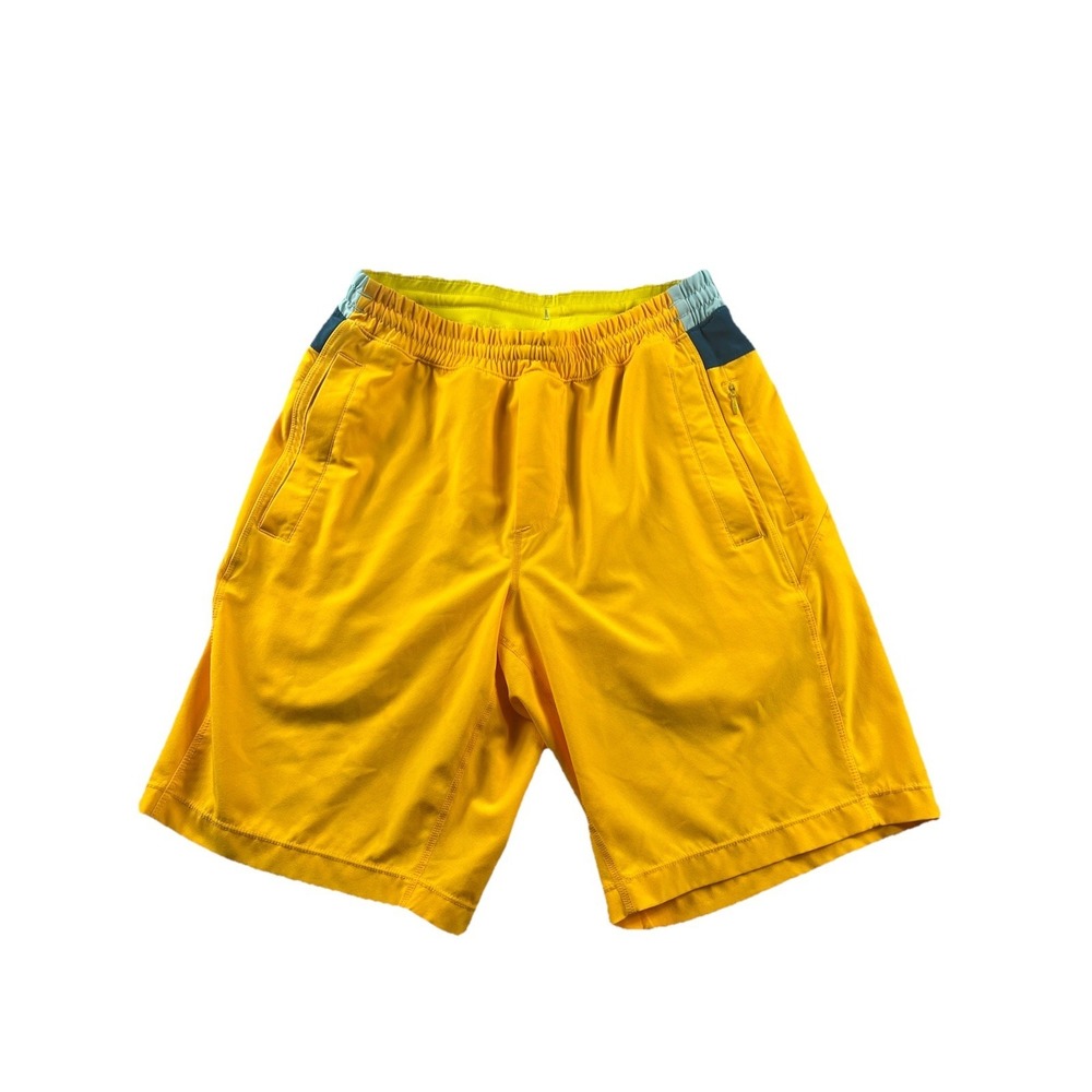 Birddogs Shorts Built-In‎ Liner Performance Gym Athletic Yellow Men's Small Long